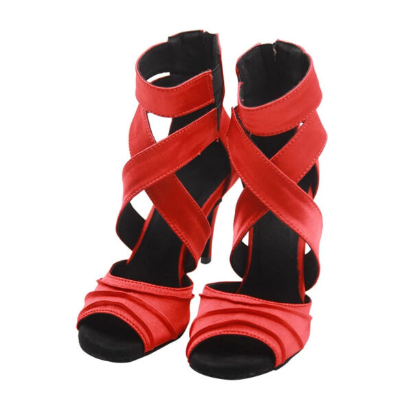 DS Women's Satin Customized Heel Dance Boots Salsa Dancing Shoes - Image 7