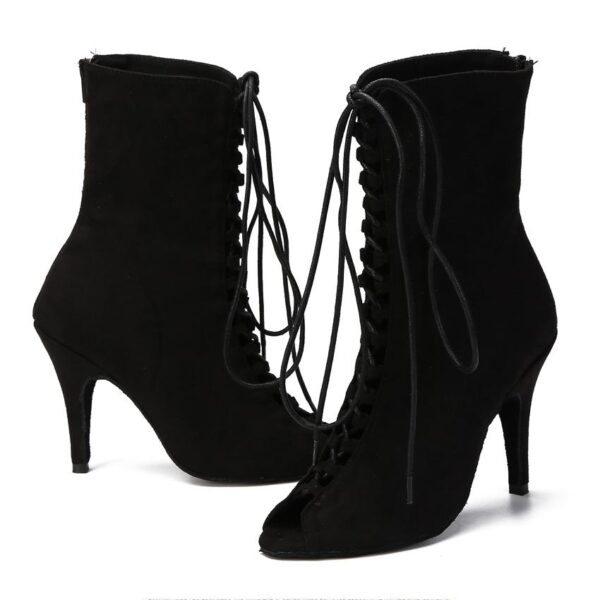 DS Women's Suede Customized Heel Heels Dancer Boots Jazz Salsa Dancing Shoes - Image 6