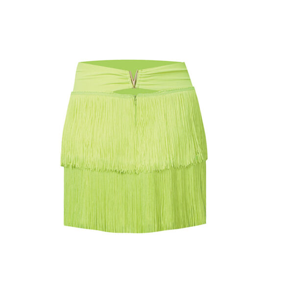 Women's Milk Silk Fabric Tassel Dance Skirt Training Performance Dancewear - Image 8