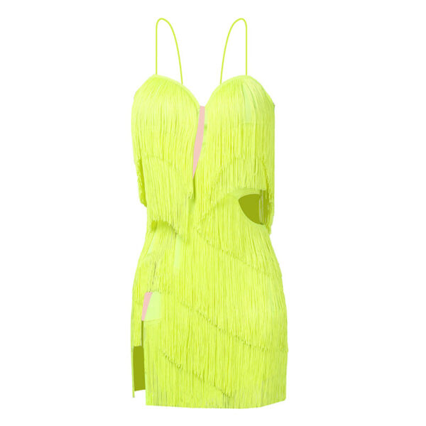 Z Girls Polyester Spaghetti Strap Tassel Latin Dance Dress Dance Wear - Image 8