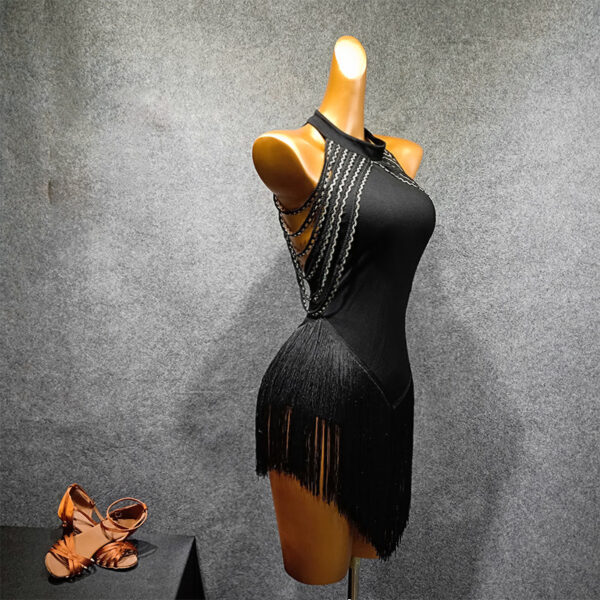 Women's Spandex Splicing Tassel Dance Dress Dance Wear Training Performance Dress - Image 5