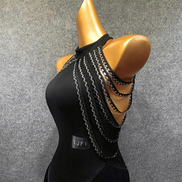 Women's Spandex Splicing Tassel Dance Dress Dance Wear Training Performance Dress - Image 4