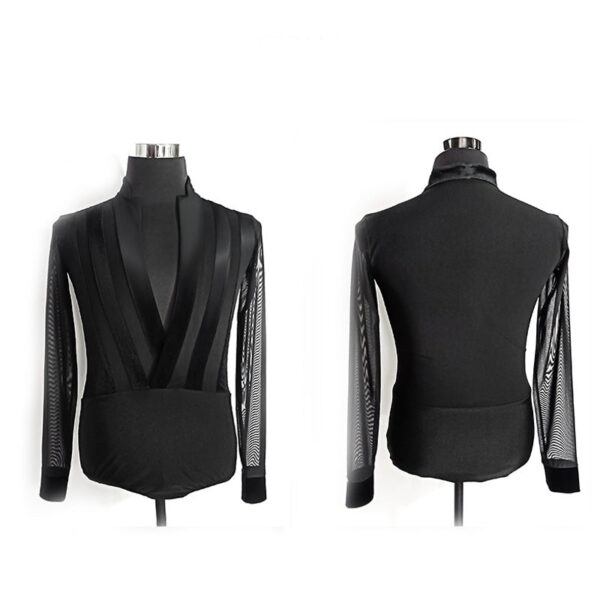 YJFY-Men's Long Sleeve V Neck Latin Dance Tops Dance Wear - Image 6