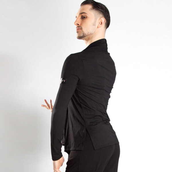 YJFY-Men's Long Sleeve V Neck Latin Dance Tops Dance Wear - Image 3