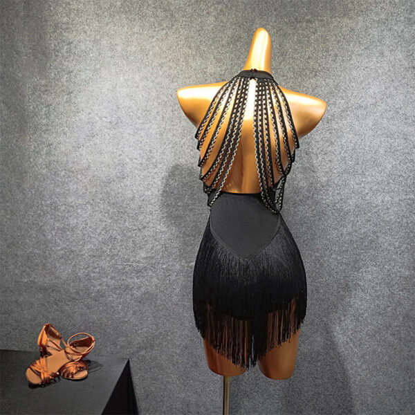 Women's Spandex Splicing Tassel Dance Dress Dance Wear Training Performance Dress - Image 3