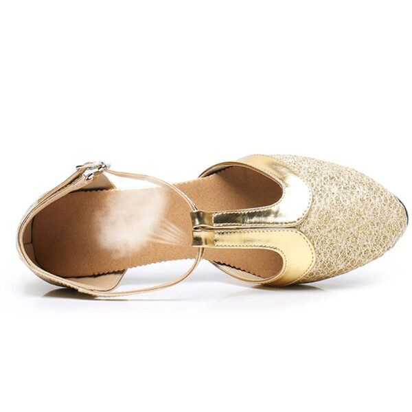 Women's Leatherette Heels T-Strap Ballroom Shoes Swing Dance Shoes - Image 3