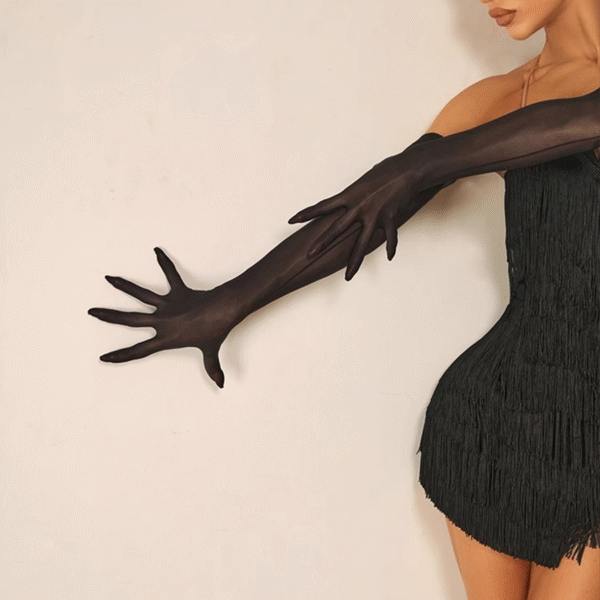 Z Women's Black Latin Dance Long Gloves