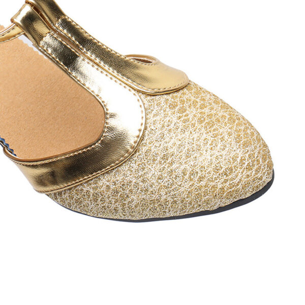 Women's Leatherette Heels T-Strap Ballroom Shoes Swing Dance Shoes - Image 5