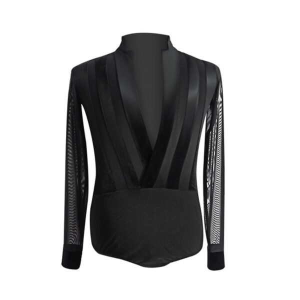 YJFY-Men's Long Sleeve V Neck Latin Dance Tops Dance Wear - Image 2