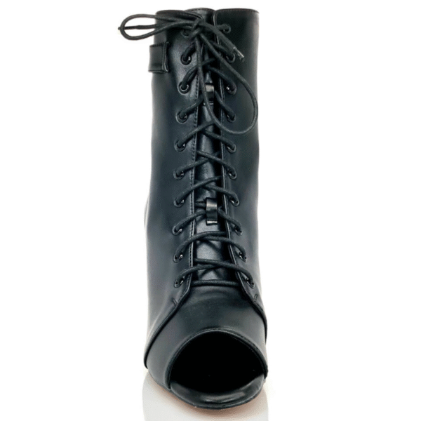 DS Women's Black Leatherette Customized Heel Suede Heel Dance Boots Salsa Jazz Dance Shoes - Image 3