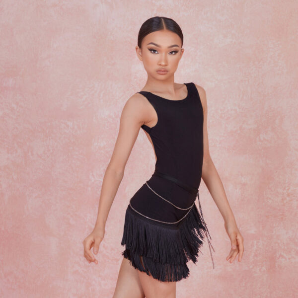 Z Girls Black Tassel Swing Dance Skirts Practice Dancewear - Image 4