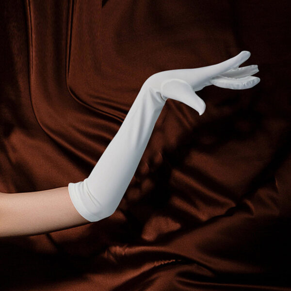 Women's Latin Dance Milk Silk Long Gloves - Image 4