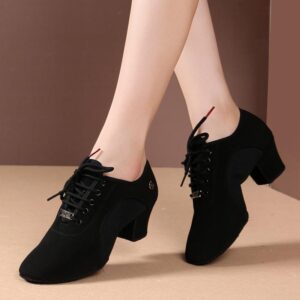 Women's Canvas 5cm Heels Ballroom With Lace-up Teaching & Practice Shoes