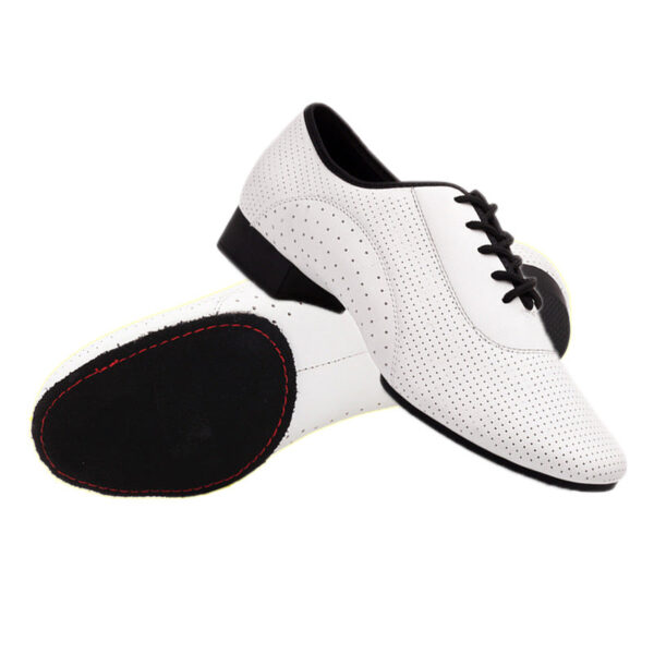 Men's 2cm White Leatherette Heels Ballroom Dance Shoes - Image 6
