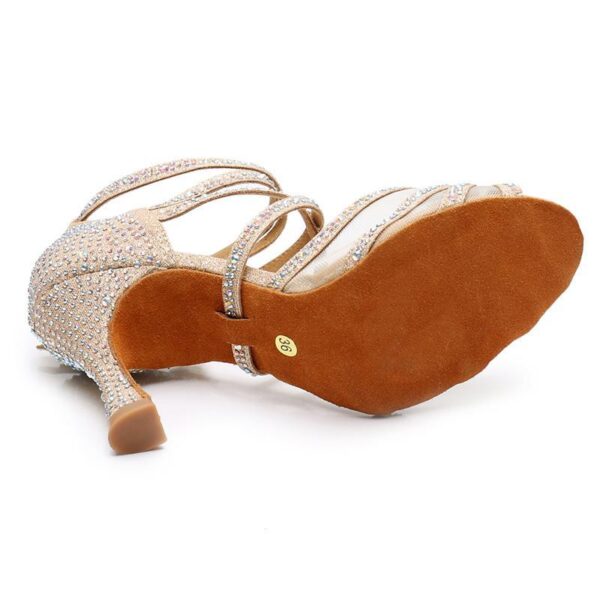 Women's Sparkling Glitter Customized Heel Salsa Latin Dance Shoes - Image 9