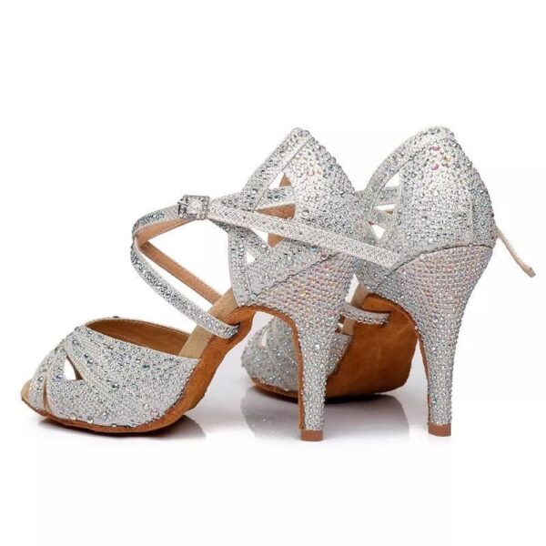 Women's Sparkling Glitter Customized Heel Salsa Latin Ballroom Dance Shoes - Image 3