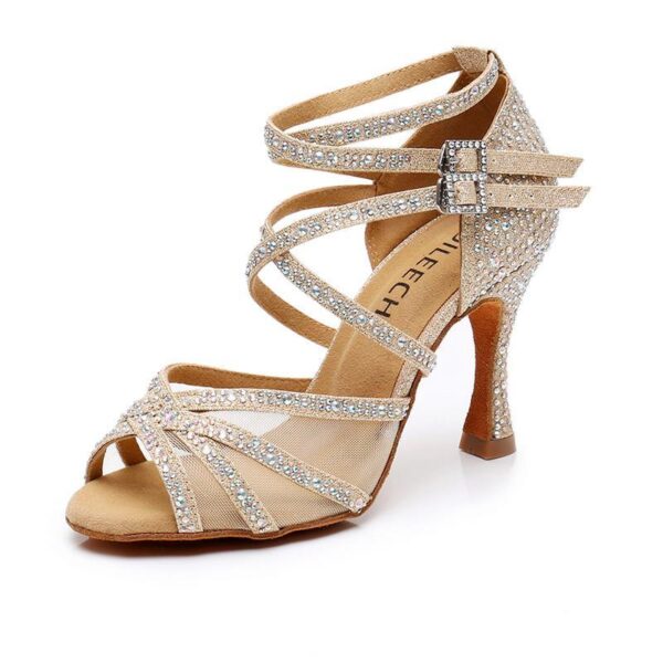 Women's Sparkling Glitter Customized Heel Salsa Latin Dance Shoes - Image 4